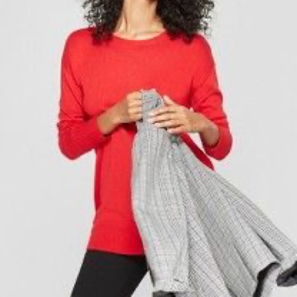 a new day Women’s Crew Neck Red Fitted Sweater